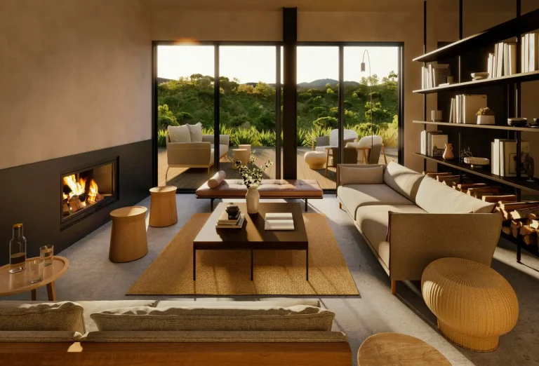 Salón con chimenea