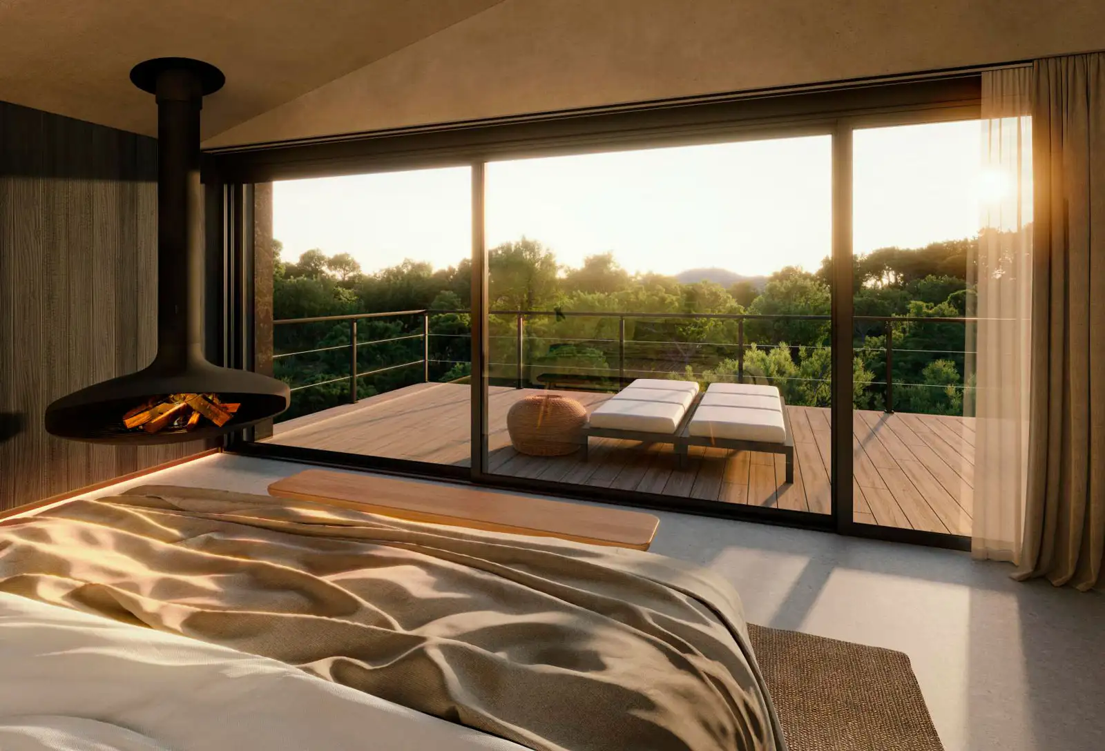Habitación con chimenea
